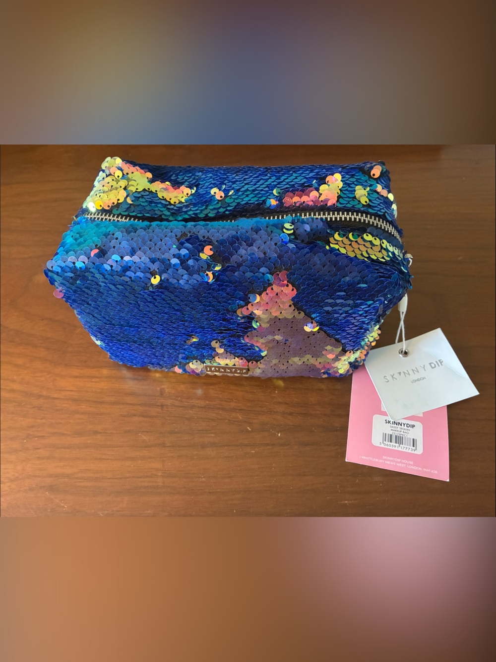 Skinny Dip London Sequin Cosmetic Bag - Blue Iridescent